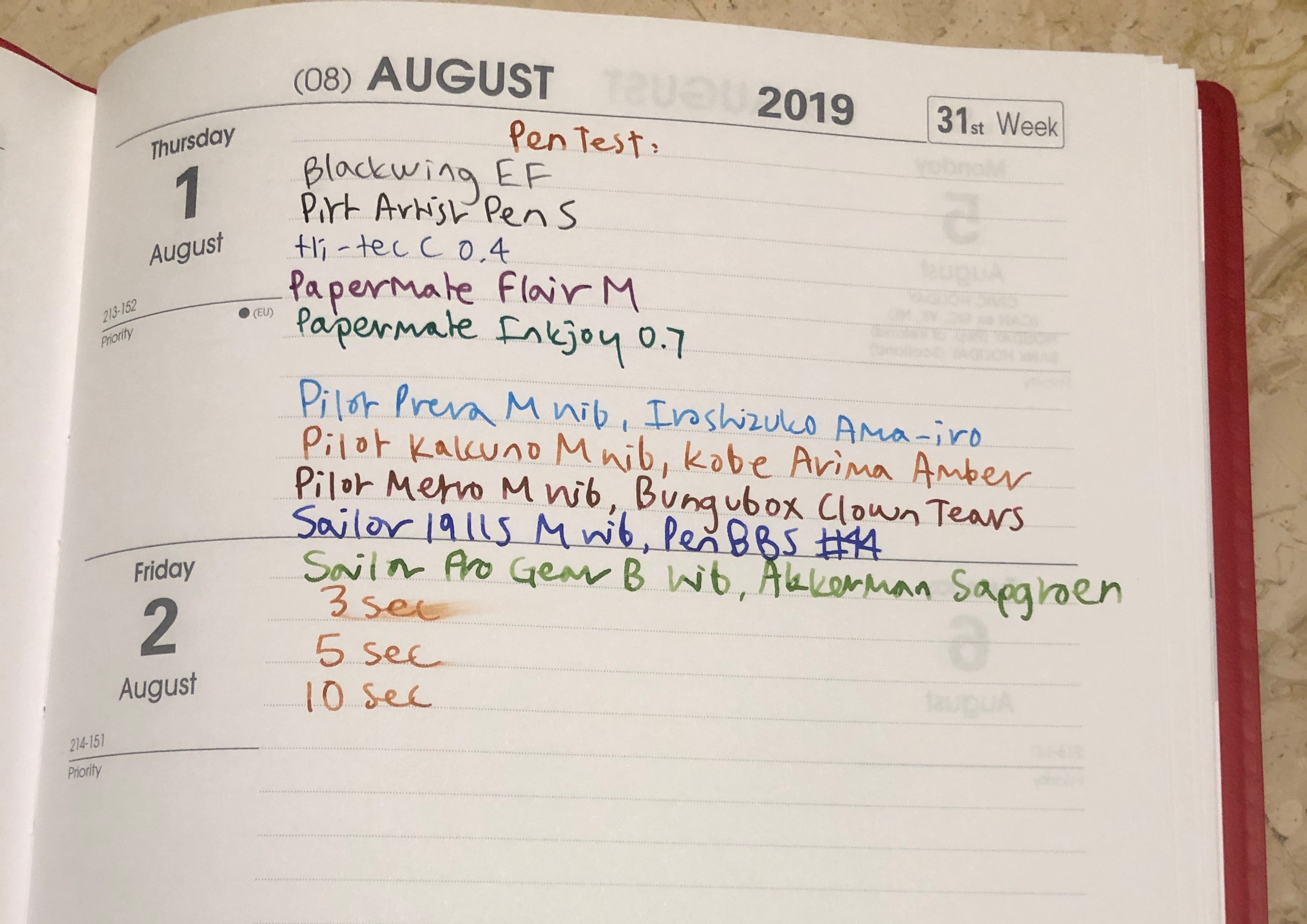 Inside Quo Vadis Weekly Planner
